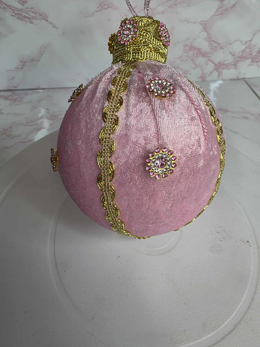 Pink/Gold Velvet Bauble